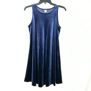 Old Navy Size XS Sleeveless Dress Jumper Swing Velour Velvet Blue Twee Witch